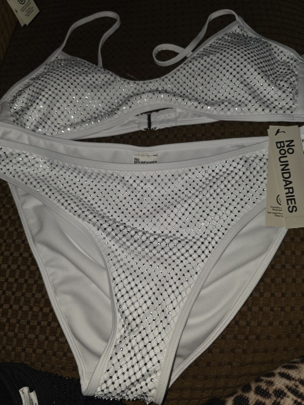 No Boundaries White Rhinestone-Embellished Bikini